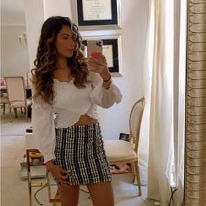 Zara black and white textured skirt